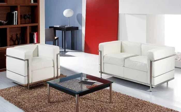 Le Corbusier insp LC2 Petit Confort Loveseat Sofa
